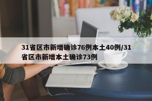 31省区市新增确诊76例本土40例/31省区市新增本土确诊73例